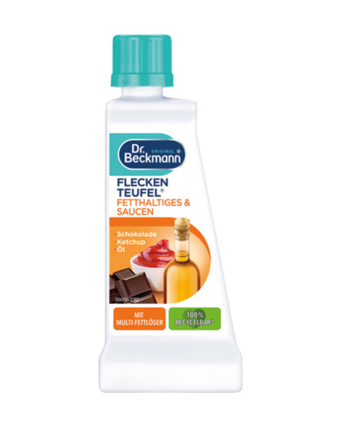 Dr. Beckmann Fleckenteufel Fetthaltiges und Saucen, Spezialfleckentferner gegen Oe­ und Schokoladenflecken u.v.m., 50ml